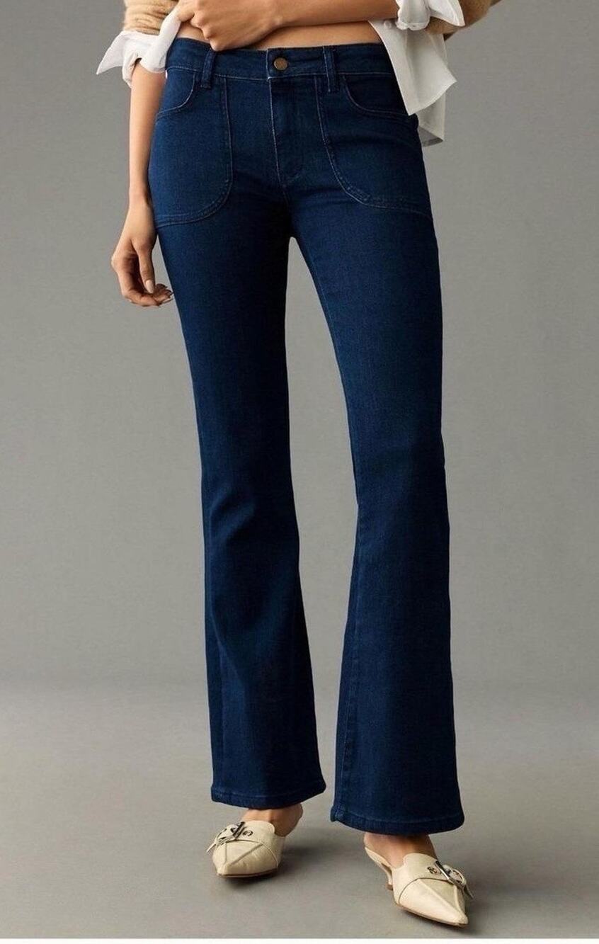 Pilcro The Icon Flare Jeans Women's Size 29 Dark Blue Stretch Anthropologie